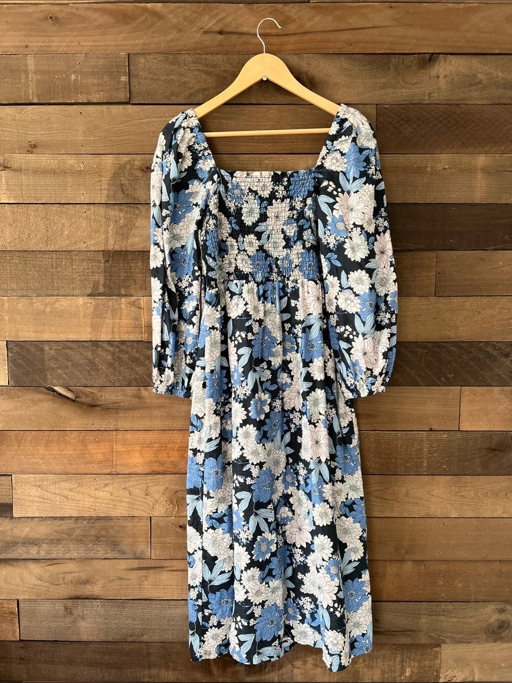 J. Crew Women's Linen Daydream Dress in Zinnia Floral Blue Size Small Tall